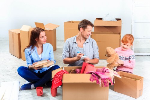 Packed household items ready for transport during relocation